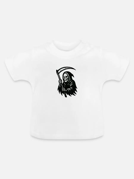 Sensenmann Silhouette Druck - Baby Bio-T-Shirt mit Rundhals - Weiß