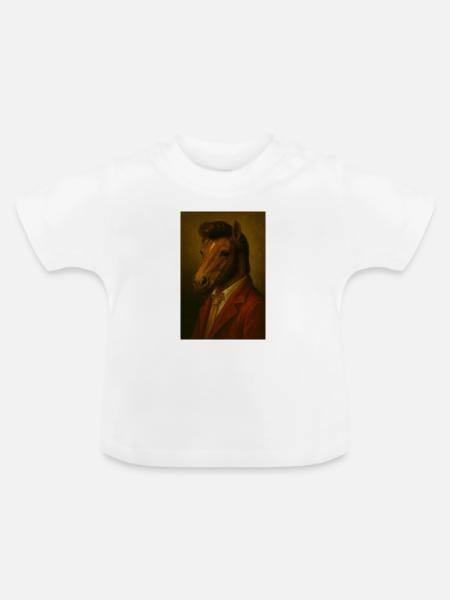 Pferdeporträt im Anzug - Baby Bio-T-Shirt mit Rundhals - Weiß