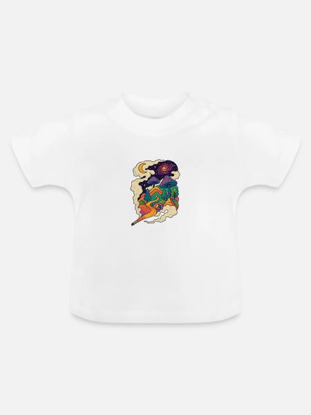 Psychedelische Pilzlandschaft Pfad - Baby Bio-T-Shirt mit Rundhals - Weiß