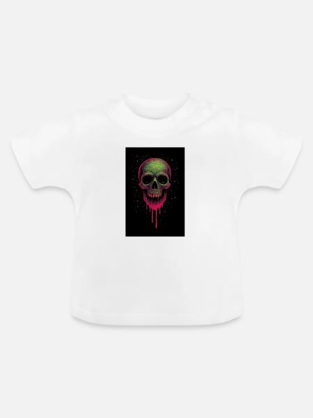 Deathhead – Psychedelischer Neonschädel - Baby Bio-T-Shirt mit Rundhals - Weiß