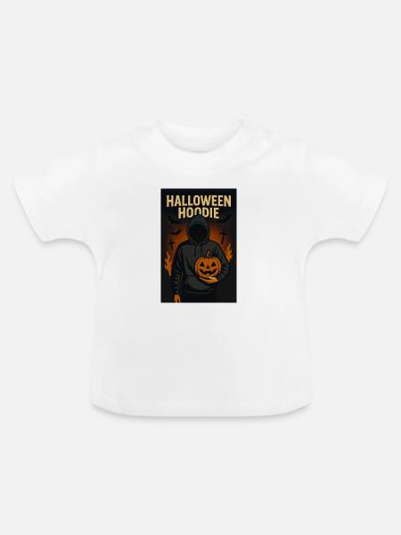 Halloween Hoodie mit Kürbis - Baby Bio-T-Shirt mit Rundhals - Weiß