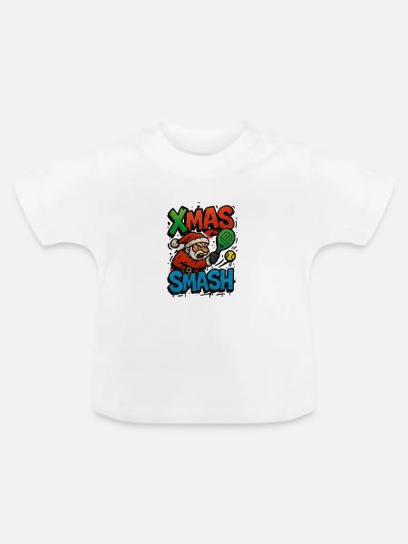 Xmas Smash Santa Padel - Baby Bio-T-Shirt mit Rundhals - Weiß