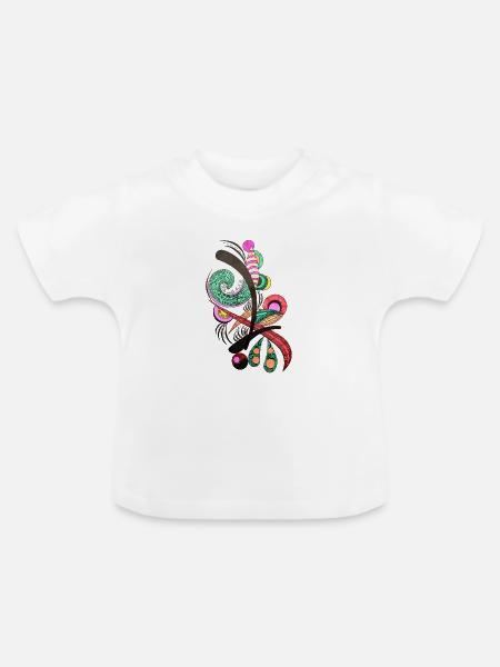 Abstrakte Farbspiralen - Baby Bio-T-Shirt mit Rundhals - Weiß
