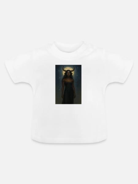 Mystische Horngöttin - Baby Bio-T-Shirt mit Rundhals - Weiß