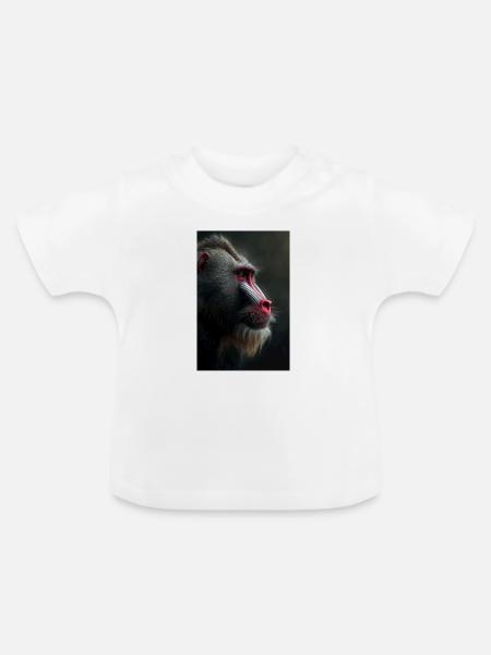 Mandrill-Blick in Samtennacht - Baby Bio-T-Shirt mit Rundhals - Weiß
