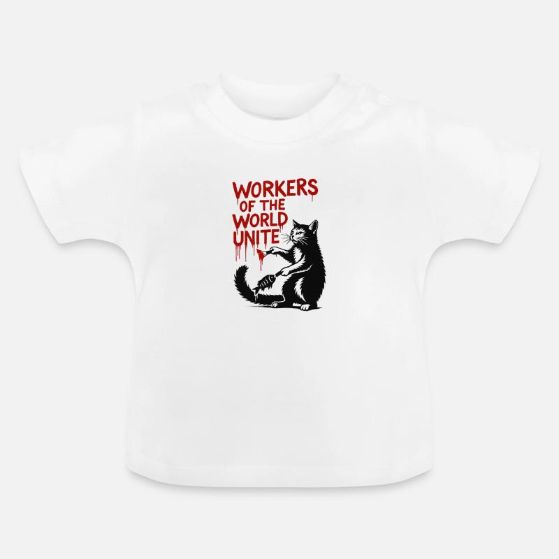 Typographie du chat et du rouge - T-shirt bio col rond Bébé - blanc