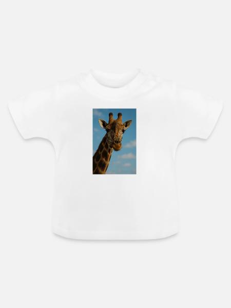 Giraffenporträt am blauen Himmel - Baby Bio-T-Shirt mit Rundhals - Weiß