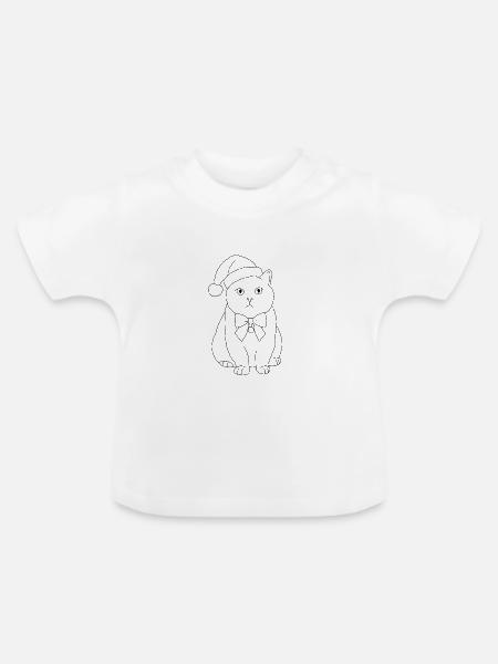 Weihnachtskatze - Baby Bio-T-Shirt mit Rundhals - Weiß