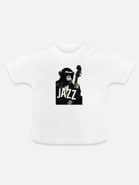 Jazz Monkey Noir Tee - Baby Bio-T-Shirt mit Rundhals - Weiß