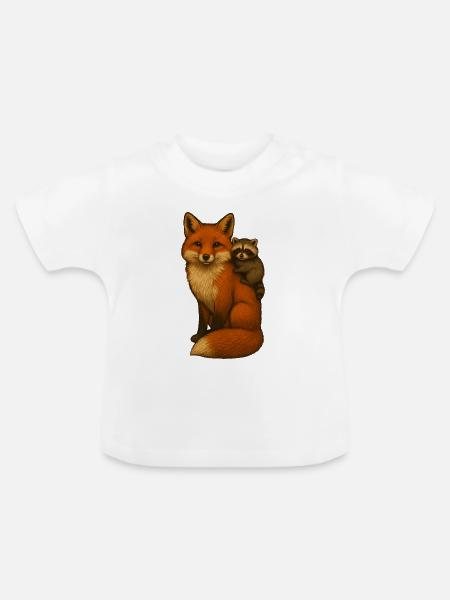 Fuchs und Waschbär - Baby Bio-T-Shirt mit Rundhals - Weiß