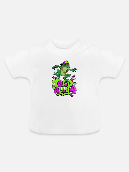 Toad-Ally 4 Coole Kröte - Baby Bio-T-Shirt mit Rundhals - Weiß