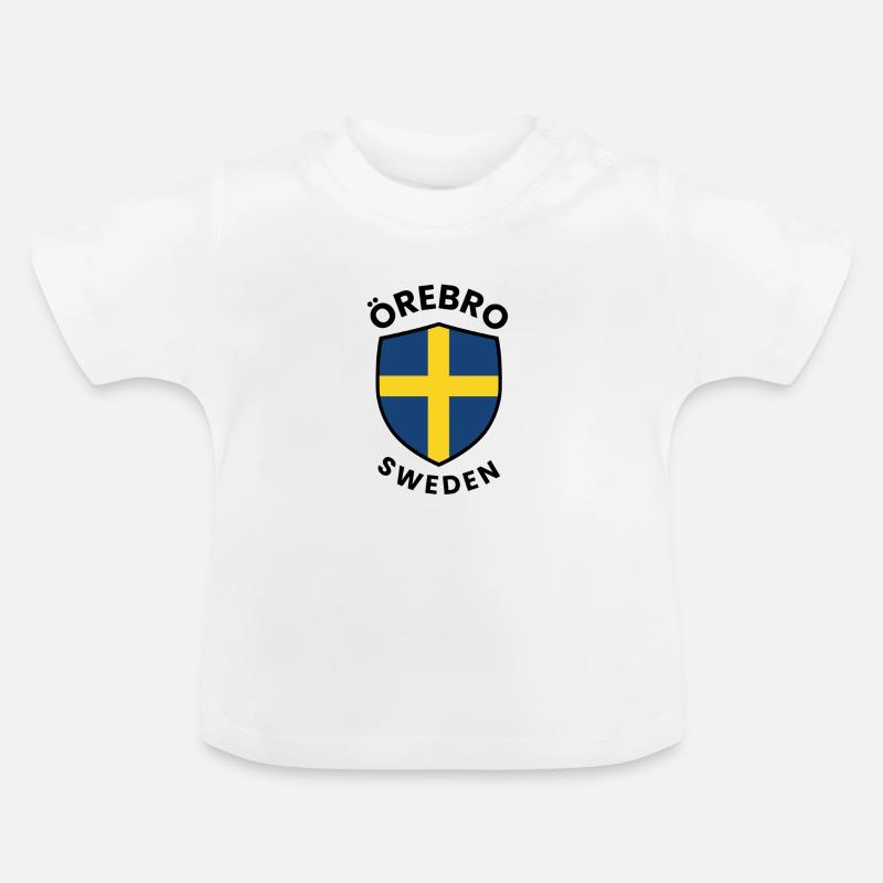 Drapeau du Bouclier d’Örebro Suède - T-shirt bio col rond Bébé - blanc