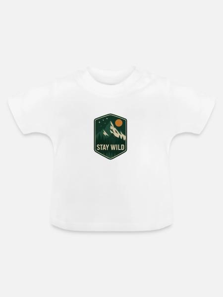 Stay Wild Bergwald Patch - Baby Bio-T-Shirt mit Rundhals - Weiß
