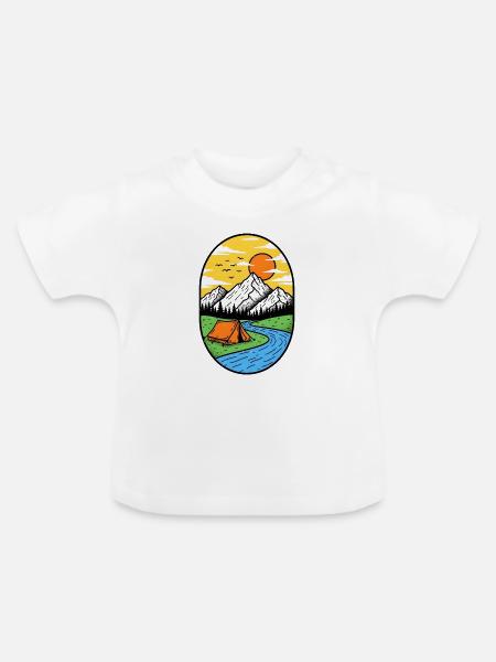 Bergsonne Lagerfeuer Zelt - Baby Bio-T-Shirt mit Rundhals - Weiß