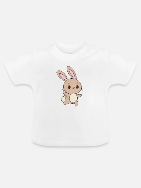 Pastel Bunny Cheer - Baby Bio-T-Shirt mit Rundhals - Weiß