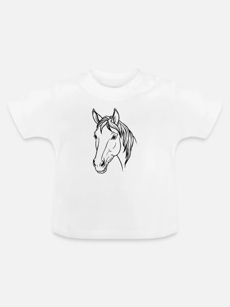Pferdekopf - Baby Bio-T-Shirt mit Rundhals - Weiß
