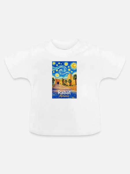 Rabat Morocco Starry Night - Baby Bio-T-Shirt mit Rundhals - Weiß
