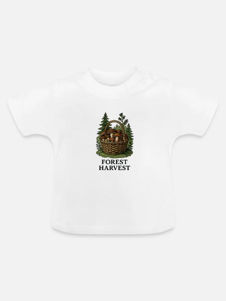 Waldpilzkorb Ernte im Wald - Baby Bio-T-Shirt mit Rundhals - Weiß