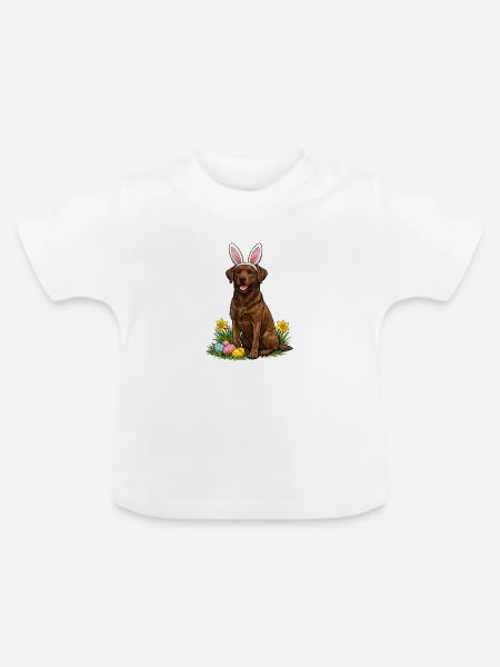 Osterlabrador mit Hasenohren - Baby Bio-T-Shirt mit Rundhals - Weiß