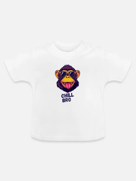 Chill Bro Affe - Baby Bio-T-Shirt mit Rundhals - Weiß
