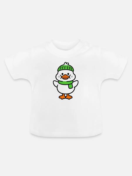 Entchen - Baby Bio-T-Shirt mit Rundhals - Weiß