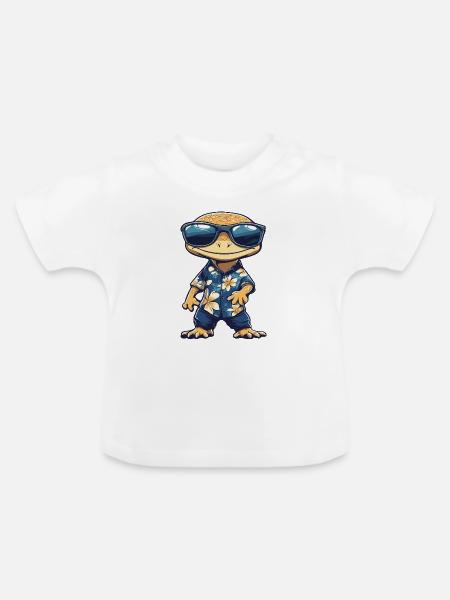 Echse Comic Urlaub - Baby Bio-T-Shirt mit Rundhals - Weiß