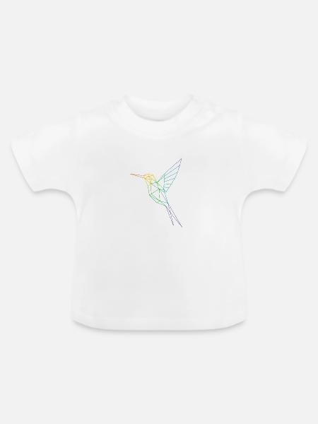Geometrischer Regenbogenkolibri - Baby Bio-T-Shirt mit Rundhals - Weiß