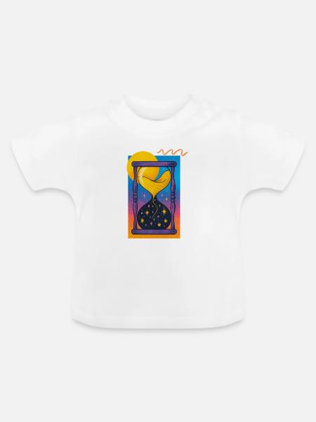 Kosmisches Sanduhr-Neon - Baby Bio-T-Shirt mit Rundhals - Weiß