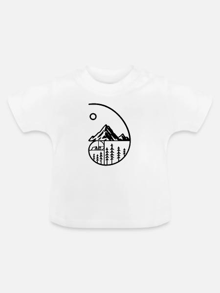 Bergcamping Naturminimalismus - Baby Bio-T-Shirt mit Rundhals - Weiß