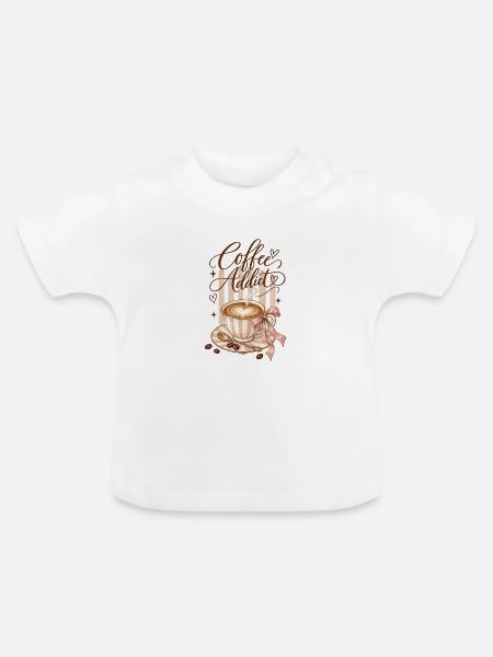 Coquette-Kaffeesüchtiger - Baby Bio-T-Shirt mit Rundhals - Weiß