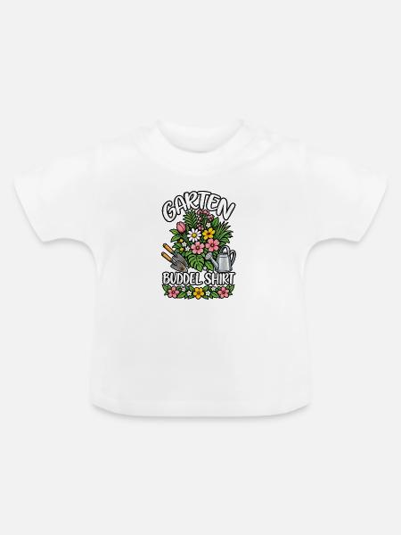 Gartenchefin Buddeln - Baby Bio-T-Shirt mit Rundhals - Weiß