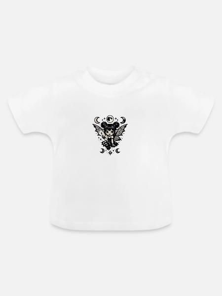 Mondlichtfee mit Flügeln - Baby Bio-T-Shirt mit Rundhals - Weiß