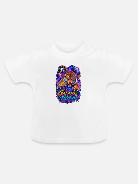 Galaxie Tiger – Neon Weltraum Tiger - Baby Bio-T-Shirt mit Rundhals - Weiß