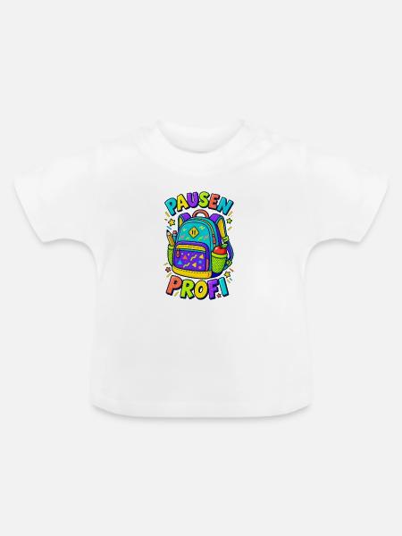 Pausenprofi Schulranzen Einschulung - Baby Bio-T-Shirt mit Rundhals - Weiß