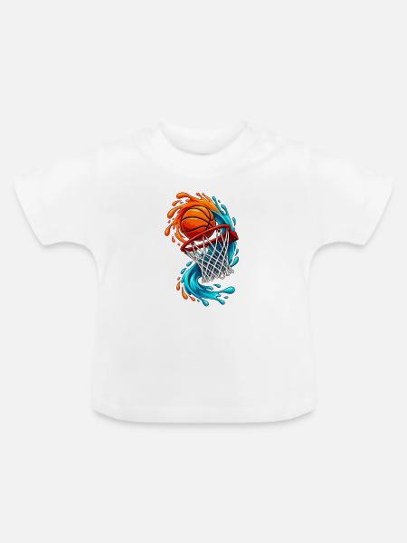 Basketball Wave Dunk - Baby Bio-T-Shirt mit Rundhals - Weiß