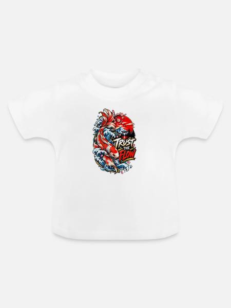 Koi-Fluss Vertraue der Welle - Baby Bio-T-Shirt mit Rundhals - Weiß
