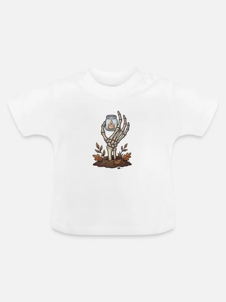 Skeletthand mit brennendem Licht - Baby Bio-T-Shirt mit Rundhals - Weiß