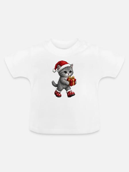 Gray Kitten Weihnachtsgeschenk - Baby Bio-T-Shirt mit Rundhals - Weiß