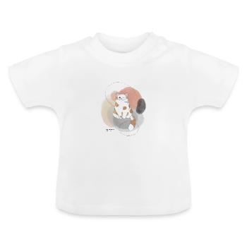 🐾 Rot-Weiße Katze 🐈 - Baby Bio-T-Shirt mit Rundhals - Weiß - Vorne