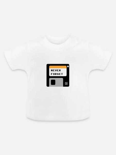 Diskette schwarz - Baby Bio-T-Shirt mit Rundhals - Weiß