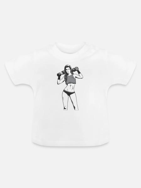 Frau Fitnessstudio - Baby Bio-T-Shirt mit Rundhals - Weiß