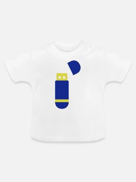 usb stick - Baby Bio-T-Shirt mit Rundhals - Weiß
