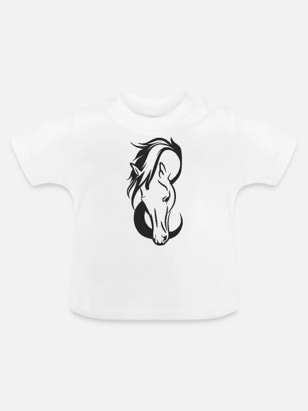 Schöner Pferdekopf - Baby Bio-T-Shirt mit Rundhals - Weiß