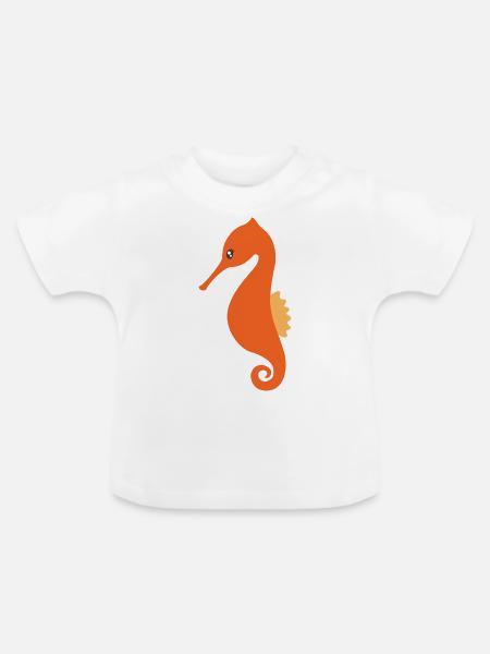 Seepferdchen - Baby Bio-T-Shirt mit Rundhals - Weiß