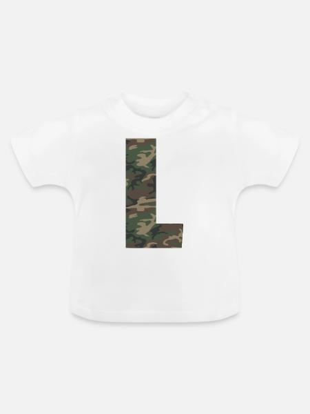 Robuster Buchstabe L im Tarnmuster! - Baby Bio-T-Shirt mit Rundhals - Weiß