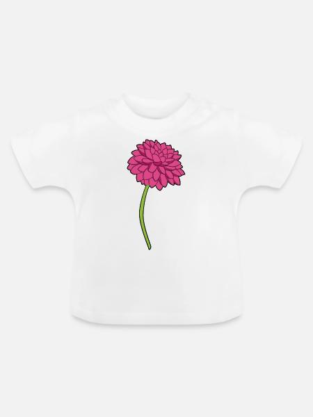 Dahlien - Baby Bio-T-Shirt mit Rundhals - Weiß