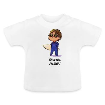J'peux pas j'ai surf - T-shirt bio col rond Bébé - blanc - Devant