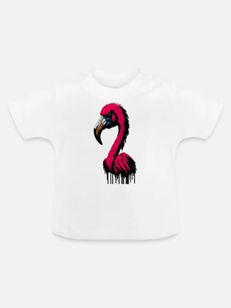 Flamingo Pink Abstrakt - Baby Bio-T-Shirt mit Rundhals - Weiß
