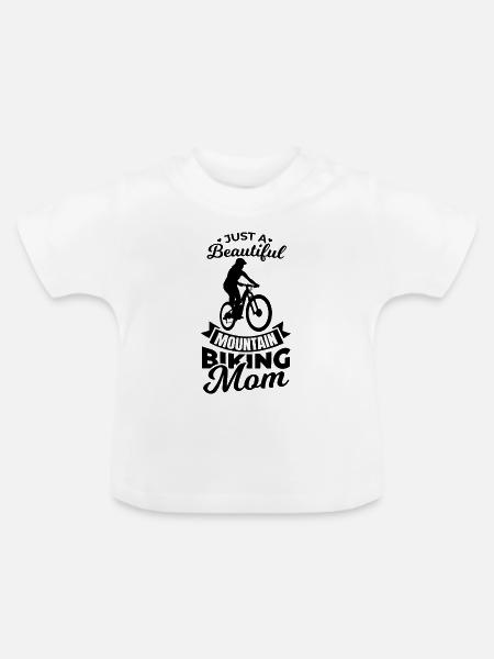 Mountainbiking Mutter - Baby Bio-T-Shirt mit Rundhals - Weiß
