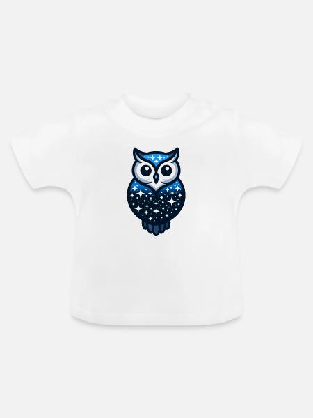 Celestial Owl: Der Nachthimmelswächter - Baby Bio-T-Shirt mit Rundhals - Weiß